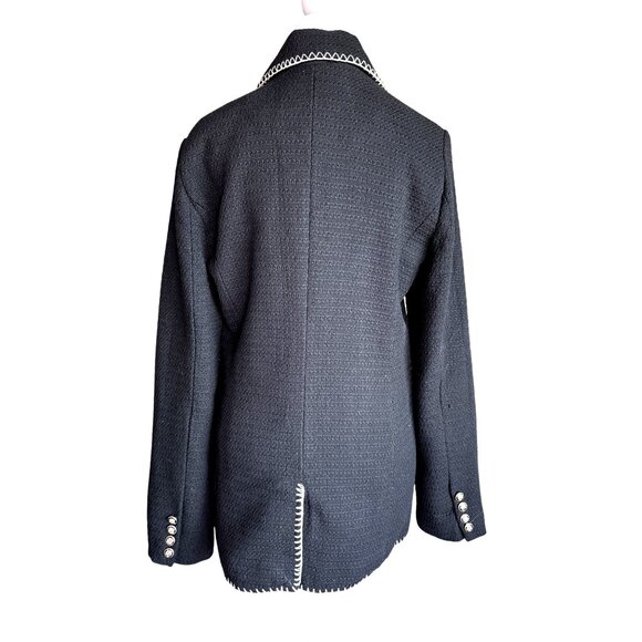 7 For All Mankind Dress Blazer Size Medium Crest Shank Buttons Black Formal 7FAM - Picture 6 of 10